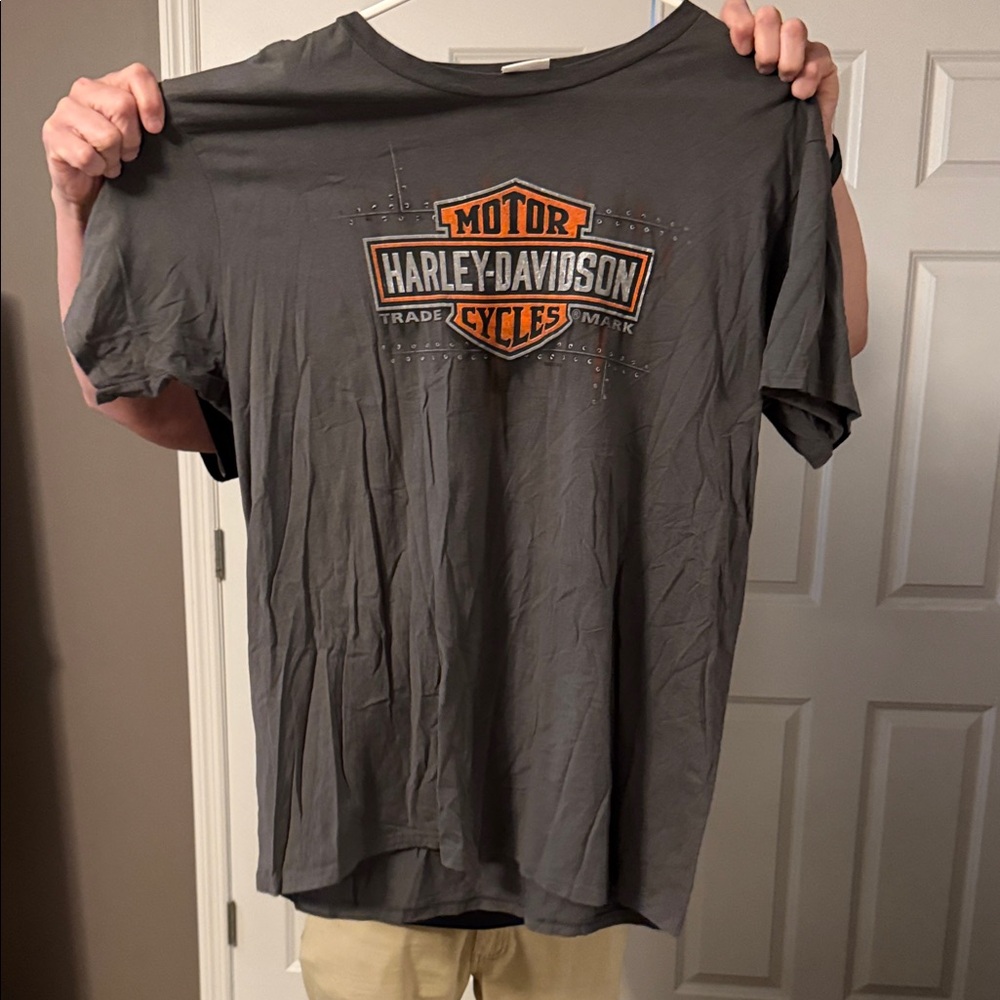Harley-Davidson Gray Short-Sleeve Tee with Orange & White Logo